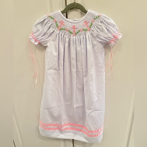 NEW Classic Whimsy Cross and Vine White Smocked Dress - Picture 5 of 8